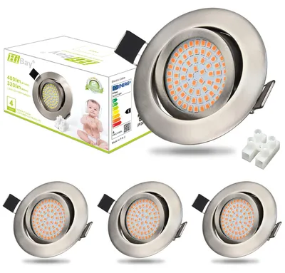 LED-Einbauspots 4er-Set, 3,5 W, warmweiß, 230 V, Edelstahl