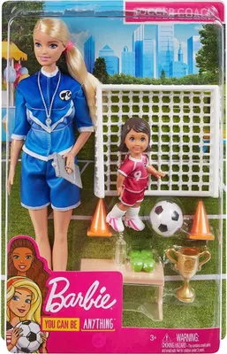 Image de Poupée Barbie entraîneur de football (blonde) et accessoires