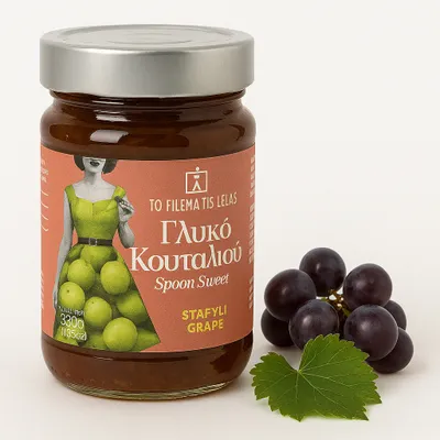 Produktbild von To Filema Tis Lelas Griechische Traubenkonfitüre 320 g – Natürliche Marmelade aus Kreta