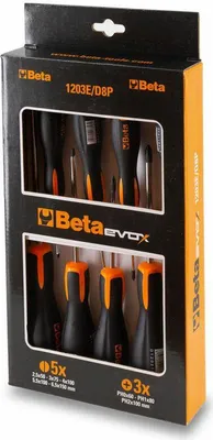 Zdjęcie produktu dla BETA TOOLS Zestaw 8 wkrętaków płaskich i krzyżakowych