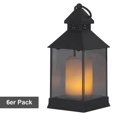 Immagine prodotto di Set di lanterne decorative Star Trading, modello "Flame", 6 pezzi, colore nero, effetto fiamma, tecnologia LED, timer, luce gialla