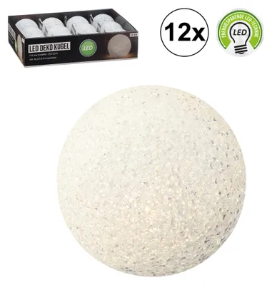 Produktbild von 12x LED Deko Kugel "Soft", 6cm, Lampe, Deko, Gartendeko, Licht