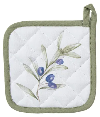 Produktbild von Clayre & Eef Kinder Topflappen 16x16 cm Weiß Baumwolle Oliven