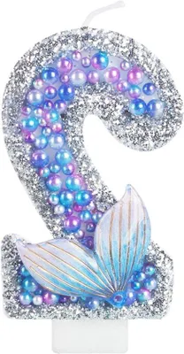 Productafbeelding van Glitterkaars in blauwpaars met glitter - Partyartikelen met een onderwater thema