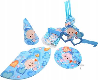 Produktbild von Kindergeburtstag Party Set Blau 36-tlg - Pappgeschirr Deko Teller Becher Hüte Party