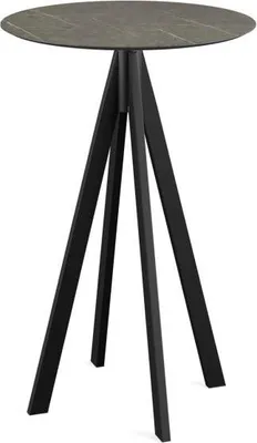 Image de Infinity - Table de bar, structure noire + plateau HPL effet marbre Midnight, Ø70 cm, 1 pièce