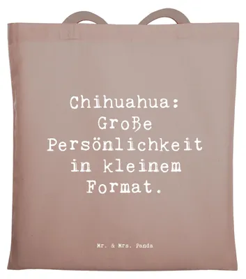 Produktbild von Mr. & Mrs. Panda Tote Bag Spruch Chihuahua Persönlichkeit - Braun Pastell - Geschenk, Hunderassen Pflege, Schultasche, Einkaufstasche, Hunderasse, intelligente Hunde