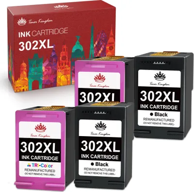 Produktbild von 4 Druckerpatrone 302 XL für HP 302 Officejet 3831 3830 5230 5220 DeskJet 3630 2130 3636 3634 Envy 4520 4521 4525 4522 (2 Schwarz=1200, 2 Farbe=900)