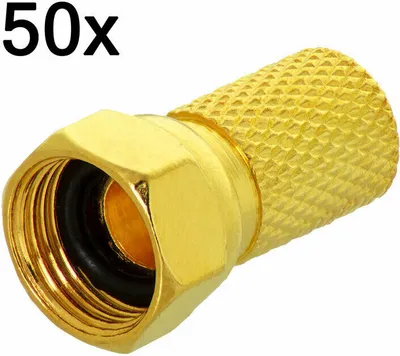 Produktbild von Sat F-Stecker 6,5 - 7 mm + Dichtungsring vergoldet TV Koaxialkabel Antennenkabel[50 Stück]