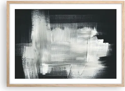 Produktbild von Gerahmtes Poster - Rahmen in heller Eiche - Abstraktion Schwarz Weiß - 70x50 cm - Wand Bild - Wanddeko - Wandbilder - Wandposter - Bilderrahmen - Bilder - Kunstdruck - Wandbild - P2NAA70x50-4173