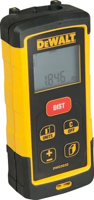 Zdjęcie produktu dla DeWALT DW03050-XJ, Dalmierz laserowy, ft, m, Czarny, Żółty, Analogowy, 50 m, 1,5 mm