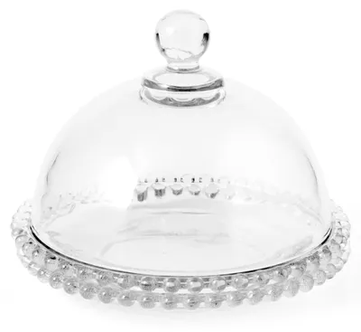 Bord mit Glaskuppel 19,5 cm – transparent, rund, für Desserts