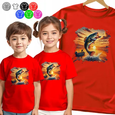 Produktbild von Kinder T-Shirt - WĘDKARSTWO ZACHÓD SŁOŃCA ŁÓDŹ für Kinder - M