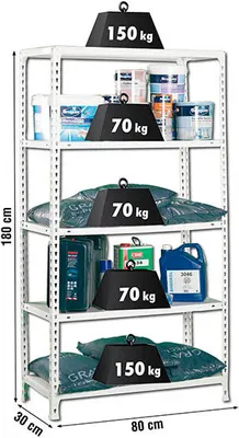 Obrázok produktu pre Kovové regály ECOCLICK MINI 5/300 BRANCO