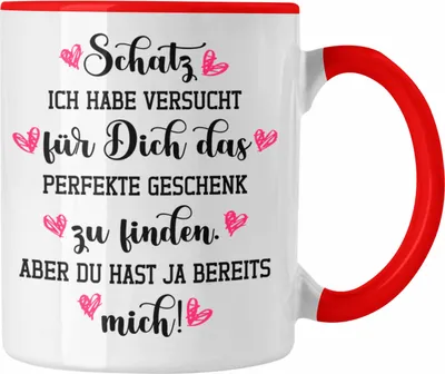 Produktbild von Trendation - Freundin Geschenk Tasse Liebe Paare Valentinstag Valentinstaggeschenk Freund Schatz (Rot)