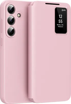 Immagine prodotto di Custodia a libro in pelle per Samsung Galaxy S26, con finestra Smart View e scomparto per carte Rosa