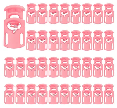 Kordelstopper mit Feder, 50 Stück, Nylon, rosa