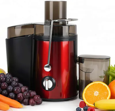 Produktbild von Entsafter, 1000W Entsafter für Obst und Gemüse aus Edelstahl, 63mm Einfüllöffnung, 2 Geschwindigkeitsstufen - 1L, Rot