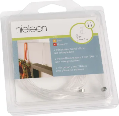 Produktbild von nielsen Perlonseil 2m inkl. Tellergleiter für Galerieschiene (2 Stück/Packung)