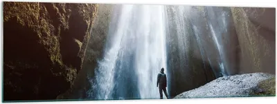 Produktbild von Bilder auf glas - Berg Wasserfall - 160x50cm - Glasbilder - Wandbilder - Kunstdruck - zum Aufhängen bereit - Wanddekoration aus Glas - Glas Bilder - Wandbild auf Glas - Einteilig - GAB160x50-4093