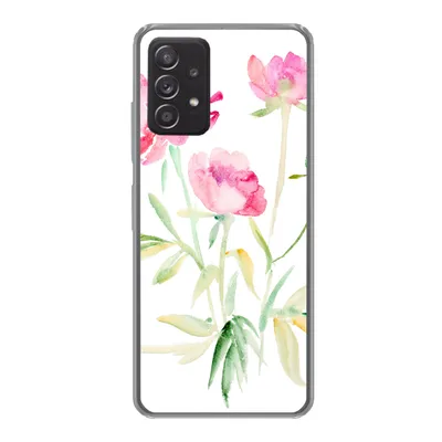 Produktbild von MuchoWow® Handyhülle Schutzhülle Hülle für Samsung galaxy a73 Blumen - Aquarell - Rosa Silikon Softcase Handy Hülle - Handyhülle