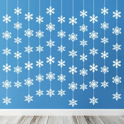 12 Schneeflocken-Girlanden, Winterdekoration, 6 Stück pro Girlande, 12 cm