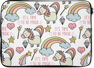 Produktbild von MuchoWow® Laptop Hülle 13 Zoll Regenbogen - Einhorn - Diamant - Zitate - Muster Laptoptasche - Laptophülle - Sleeve - Rundumschutz