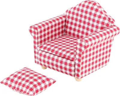 Obrázek produktu pro Miniaturní jednolůžková pohovka, gaučové křeslo s polštáři pro panenky 1:12, doplňky do domečku pro panenky (#1)