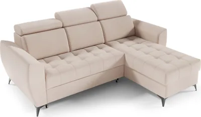 Produktbild von Universal Ecksofa mit Schlaffunktion und Bettkasten, Eckcouch L-Form  Sofagarnitur Sofa Wohnlandschaft,  Couch für Wohnzimmer, Schlafsofa - Ottomane links als auch rechts montierbar - Ecksofa IDAHO I Hellbeige (Castel 04)