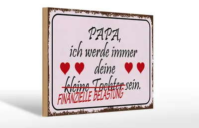 Produktbild von Holzschild Spruch 30x20cm Papa deine Tochter Herzen