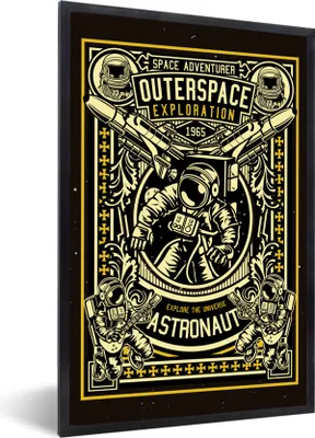 Produktbild von MuchoWow® MuchoWow® Gerahmtes Poster Astronaut - Retro - Zitat 20x30 cm - Poster mit zchwarzem Bilderrahmen - Drucken - Bilder Poster im Rahmen