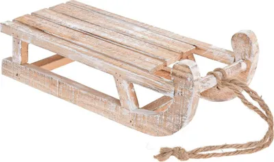 Image de H&S Decoration | Traîneau en bois décoratif - figurine de Noël - 30 x 14 x 11 cm - Marron - Traîneau décoratif - blanchi