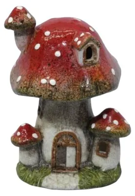Productafbeelding van Paddenstoelenhuisje theelichthouder keramiek 15x14x21cm Uniplant, AI-gegenereerde afbeelding