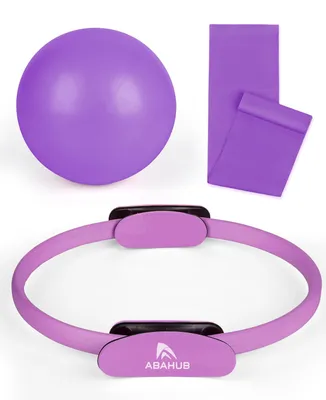 Produktbild von Pilates Ring Set - 3-teiliges Set mit Magic Circle und Stretchbändern - Lila