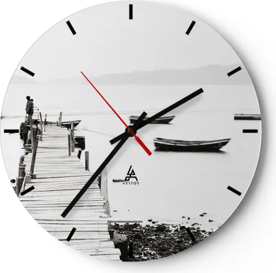 Produktbild von Wanduhr - Rund - Glasuhr - Fußgängerbrücke See hongkong - 30x30cm - Schleichendes Uhrwerk - Lautlos - zum Aufhängen bereit - Dekoration Modern - Wanddekoration aus Glas - C3AR30x30-3151