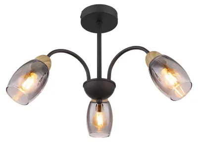 Immagine prodotto di Plafoniera, effetto legno, vetro fumé, P 47 cm