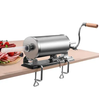 Image de 3.6L Remplisseuse de saucisses Machine à farcir les saucisses Seringue à saucisses en acier inoxydable incl. 4 tubes de remplissage