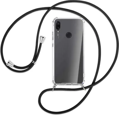 Produktbild von Handykette Backcover-Schutzhülle mit Band (Metall silberfarben) für Xiaomi Redmi Note 7 (Pro) - schwarz