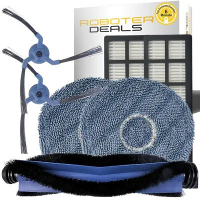 Obrázok produktu pre Sada príslušenstva, náhradné diely pre robotický vysávač Eufy X10 Pro OMNI (2x filter, 2x bočné kefy, 2x utierky, 1x hlavná kefa)