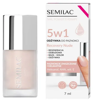 Obrázok produktu pre Regeneračný kondicionér na nechty Semilac Recovery Nude PowerTherapy 5v1 7 ml