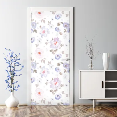 Produktbild von Dekorative Türposter selbstklebend Wandaufkleber Türaufkleber Pastellfarben Blumen 85 x 200 cm