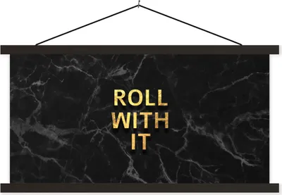 Produktbild von MuchoWow® Textilposter Zitat - Motivation - Gold - Schwarz 90x45 cm mit schwarzem Rahmen - Klemmleisten