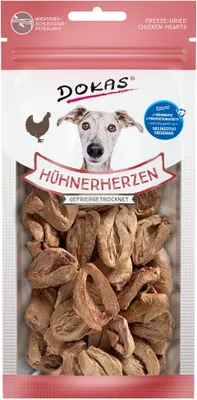 Produktbild von Dokas Snack Hühnerherzen gefriergetrocknet 22g