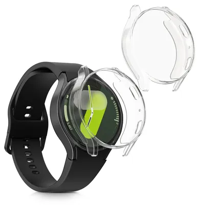 Produktbild von kwmobile 2x Silikon Hülle für Samsung Galaxy Watch 7 44mm Schutzhülle - Fullbody Display Cover Set aus Silikon - Transparent