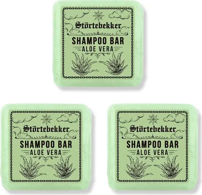 Produktbild von Störtebekker Festes Shampoo Aloe Vera 3er Set - Handgefertigtes, veganes Shampoo für Herren & Damen - Wohlduftende Duschpflege für Haut und Haar