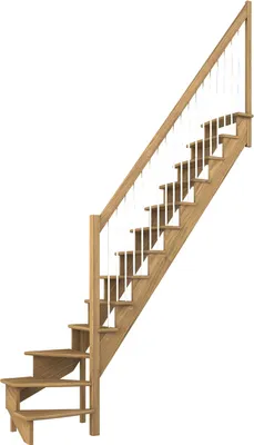 Produktbild von Dolle Raumspartreppe Lyon inkl. einseitigem Geländer Eiche versiegelt Treppenlauf 1/4 gewendelt unten rechts 65cm breit Metallstäbe