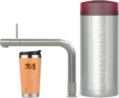Produktbild von »QUOOKER FRONT COMBI+ B Edelstahl & 100°C Armatur (22+FRONTRVS)« (2-St) Spültischmischer mit 100°C Kochendwasserfunktion Inklusive Thermobecher