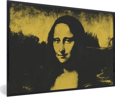 Produktbild von MuchoWow® Gerahmtes Poster Mona Lisa - Leonardo da Vinci - Alte Meister 90x60 cm - Poster mit Schwarzem Bilderrahmen Wandposter Rahmen Foto Bilder - Fotorahmen - Foto-Plakat