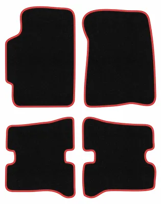 Produktbild von Fußmatten Automatten Velours Schwarz/Rot für Mazda MX-6 II 1992-1997 Set 4-tlg