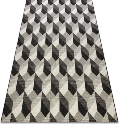 Produktbild von Teppich FLAT 48624/690 SISAL - 3D-Würfel Schwarz 120x170 cm